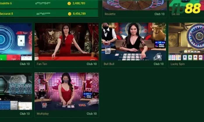 Club Ten tại FB88 có đa dạng các trò chơi thú vị và hấp dẫn