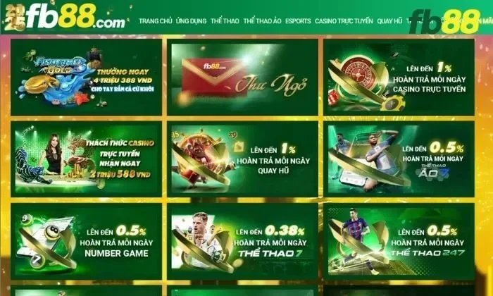 Khuyến mãi Fb88 Ưu đãi siêu hoàn trả trong khuyến mãi Fb88
