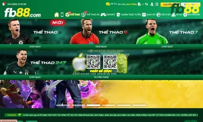 Tổng quan về sảnh thể thao 247 FB88