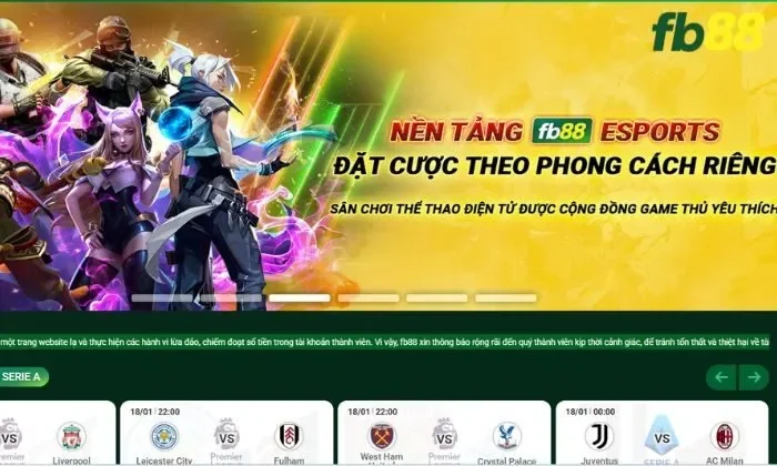 Khám phá thiên đường Thể thao Esports 3 đẳng cấp tại nhà cái FB88
