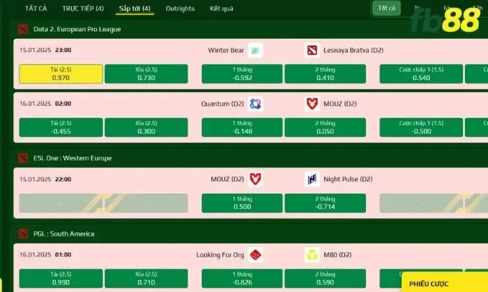 Cá cược Dota 2 tại Thể thao Esports 3 FB88 đầy lôi cuốn