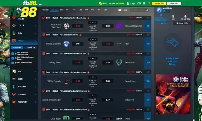 Từng trận đấu thể thao điện tử liên tục được cập nhật